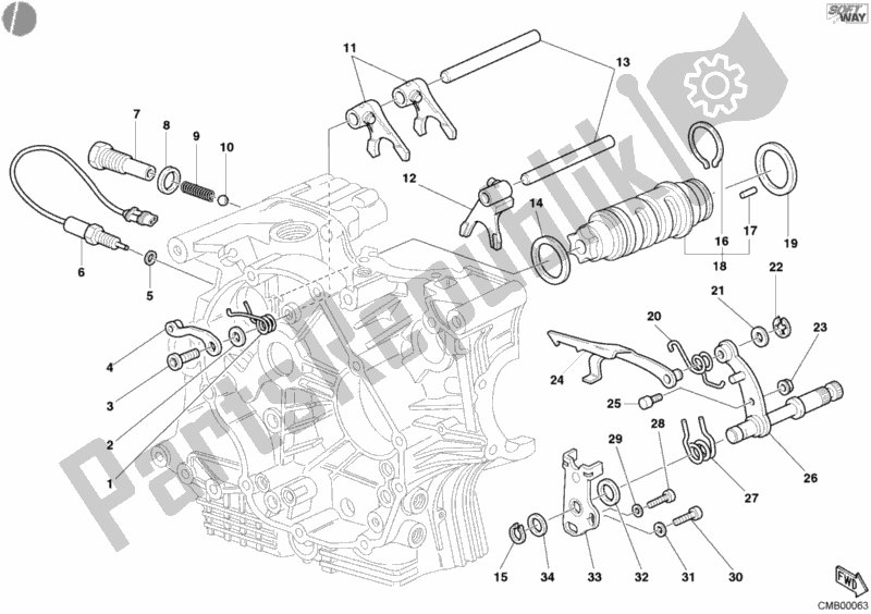 Todas las partes para Mecanismo De Cambio De Marcha de Ducati Supersport 1000 SS USA 2005